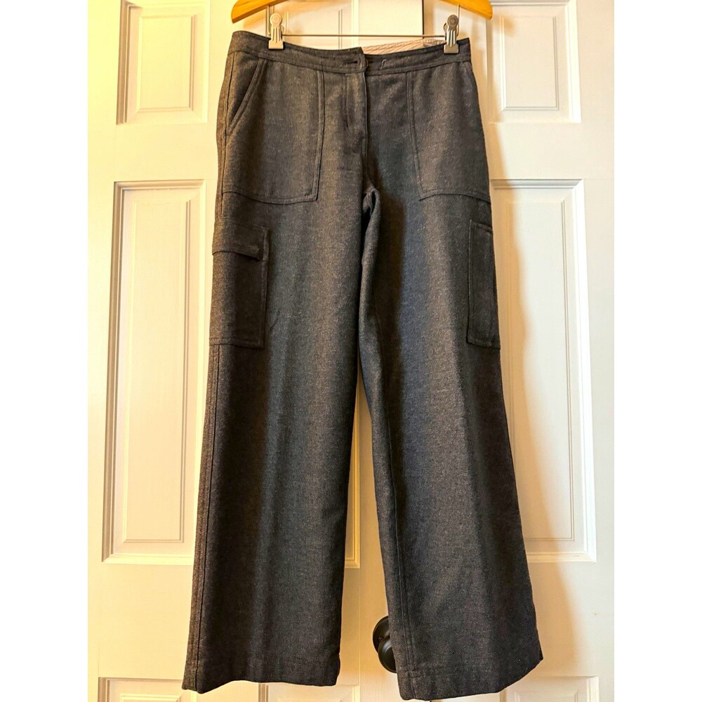 Vintage Eddie Bauer Women's Wool Blend Cargo Pants Gray Wide Leg Lined Size 8